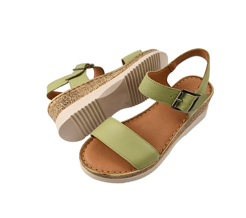Sandale casual, dama, ANNA VIOTTI, D72-703, verde, piele naturala